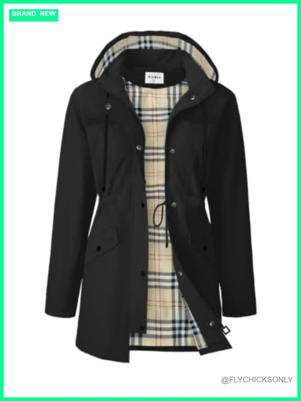 RUMIA Women's Waterproof Long Hooded Raincoat Lined Windbreaker Jacket